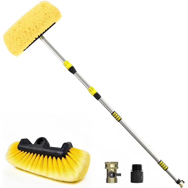 SISUPASSIE Hose-Connected Car Wash Brush – 12 ft pole · yellow