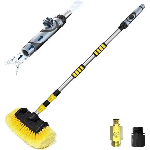 SISUPASSIE Car Wash Brush with Soap Dispenser – 12 ft pole