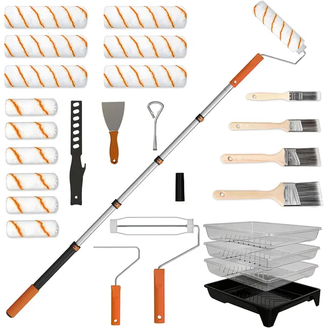 SISUPASSIE Kit de rodillos de pintura, 27 piezas – Kit de 27 piezas