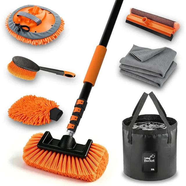 SISUPASSIE Autowasch-Set mit Falteimer – Stange 3,6 m