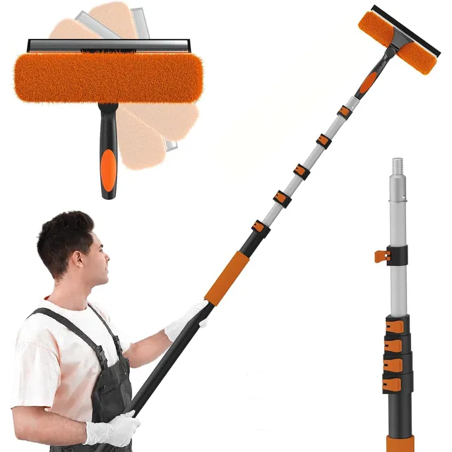 SISUPASSIE 2-in-1 Window Squeegee with Extension Pole